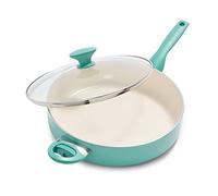 GreenPan Rio Healthy Ceramic Non-Stick 30cm/4.8 Litre Sauté Pan with Lid, PFAS Free, Stay-Cool Handle, Oven Safe up to 160°C, Turquoise & Cream