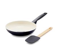 GreenPan Rio Healthy Ceramic Nonstick 8" Frying Pan Skillet and Silicone Spatula Set, Soft Grip Handle, Breaktfast Meal Set, PFAS-Free, Dishwasher Safe, Oven Safe, Black