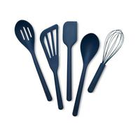 GreenPan Silicone 5 Piece Cooking Utensil Set, Slotted & Solid Spoon, Turner, Spatula, Whisk, Flexible Nonstick Kitchen Tools, Steel Core, Heat-Resistant Anti-Slip Handle BPA-Free Dishwasher Safe Blue