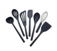 GreenPan Silicone 7 Piece Cooking Utensil Set, Ladle, Turners, Spatula, Spoons, Whisk, Flexible Nonstick Kitchen Tools Rigid Steel Core, Heat-Resistant, Anti-Slip Handle BPA-Free Dishwasher Safe, Gray