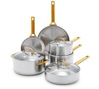 GreenPan Stainless Steel Tri-Ply Reserve 10 Piece Cookware Pots and Pans Set, Multiclad, PFAS-Free, Induction, Oven & Broiler Safe to 600°F, Heat Responsive Core, Dishwasher Safe, Glass Lids