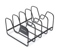 Greenpan Stainless Steel Wire Pots and Pans Lid Storage Rack, Holds 4 Lid Covers, Easy Storage, Countertop or Cabinent Organizer, Minimizes Clutter, Fast Drying, Wipes Clean, Black