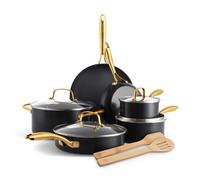 GreenPan Swift 12 Piece Cookware Pot and Pans Set PFAS & PFOA-Free Healthy Ceramic Nonstick Gold Stainless Steel Handle Versatile Cooking Essential