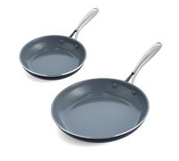 GreenPan Swift Healthy Ceramic Nonstick, 8" and 10" Frying Pan Skillet Set, Stainless Steel Handles, PFAS-Free, Dishwasher Safe, Oven Safe, Black