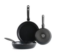 GreenPan Torino Healthy Ceramic Non-Stick 2pcs Frying Pan Skillet Set, 20 cm, 24 cm & 28 cm, PFAS Free, Induction, Oven Safe up to 160°C, Dishwasher Safe, Black