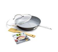 Greenpan Valencia Pro Frying Pan with Lid 28 cm, Ceramic Nonstick | Diamond-reinforced ceramic nonstick, hard-anodized aluminium, glass lid, induction-ready, oven safe to 220°C, dishwasher safe
