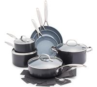 GreenPan Valencia Pro Hard Anodised Healthy Ceramic Non-Stick 11-Piece Cookware Set, PFAS-Free, Pots and Pan Set, Includes Frying Pans, Sauté, Sauce, Stockpot, PFAS-Free, Induction, Oven, Grey