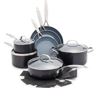 GreenPan Valencia Pro Hard Anodised Healthy Ceramic Non-Stick 11-Piece Cookware Set, PFAS-Free, Pots and Pan Set, Includes Frying Pans, Sauté, Sauce, Stockpot, PFAS-Free, Induction, Oven, Grey