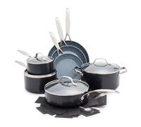GreenPan Valencia Pro Hard Anodised Healthy Ceramic Non-Stick 11-Piece Cookware Set, PFAS-Free, Pots and Pan Set, Includes Frying Pans, Sauté, Sauce, Stockpot, PFAS-Free, Induction, Oven, Grey