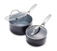 GreenPan Valencia Pro Hard Anodised Healthy Ceramic Non-Stick 16 cm and 20 cm Saucepan Set, 2 Piece Set, PFAS-Free, Induction, Oven Safe, Grey