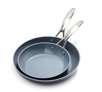 GreenPan Valencia Pro Hard Anodised Healthy Ceramic Non-Stick 2-Piece Frying Pan Skillet Set, 20 cm and 26 cm, PFAS-Free, Induction, Oven Safe, Grey
