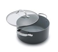 GreenPan Valencia Pro Hard Anodised Healthy Ceramic Non-Stick 24 cm / 5.1 Litre Stock Pot with Lid, PFAS-Free, Induction, Oven Safe, Grey