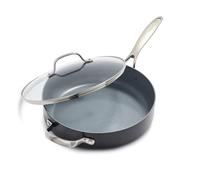 GreenPan Valencia Pro Hard Anodised Healthy Ceramic Non-Stick 28 cm/4.2 Litre Sauté Pan with Lid, PFAS-Free, Induction, Oven Safe, Grey