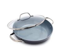 GreenPan Valencia Pro Hard Anodized Healthy Ceramic Nonstick 28 cm Everyday Frying Pan Skillet with 2 Handles and Lid, PFAS-Free, Induction, Oven Safe, Gray