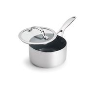 GreenPan Valencia Pro Tri-Ply Stainless Steel 1.5QT Saucepan with Lid, Healthy Ceramic Nonstick PFAS-Free PFOA-Free Coating, Multi Clad Cookware, Induction, Dishwasher Oven and Broiler Safe