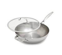 GreenPan Valencia Tri-Ply Stainless Steel 12" Wok Pan with Lid, Induction Ready Skillet, Mirror Finish, Dishwasher Safe & Oven/Broiler Safe to 600F, Compatible with All Cooktops, Silver
