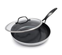 GreenPan Venice Pro Noir Tri-Ply Stainless Steel Healthy Ceramic Non-Stick 30 cm Frying Pan Skillet, Matte Black Handle, PFAS-Free, Induction, Oven Safe, Silver