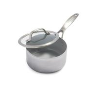 GreenPan Venice Pro Tri-Ply Stainless Steel 3.3QT Saucepan with Lid, Healthy Ceramic Nonstick PFAS-Free, Multi Clad, Induction, Dishwasher Safe, Oven Safe, Silver