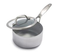 GreenPan Venice Pro Tri-Ply Stainless Steel Healthy Ceramic Non-Stick 16cm/1.5 Litre Saucepan Pot with Lid, PFAS Free, Multi Clad, Induction, Oven Safe, Silver