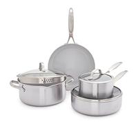 GreenPan Venice Pro Pots and Pans Set Non Stick, 7 Piece Tri-Ply Stainless St...