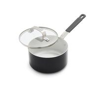 GreenPan x Bobby Flay 1.67QT Nonstick Saucepan with Glass Lid, PFAS-Free Diamond Ceramic, Induction Suitable, Stay-Cool Silicone Handle, Easy Clean Dishwasher & Oven Safe, Chef Pan, Graphite