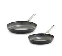GreenPan x Bobby Flay 10” & 12” Ceramic Nonstick Frying Pan Set, PFAS-Free, Hard Anodized Cookware, Induction Compatible, Stainless Steel Handles, Oven & Broiler Safe to 600˚F, Dishwasher Safe, Black
