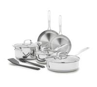 GreenPan x Bobby Flay 10 Piece Pots and Pans Set, Stainless Steel | 10 Piece Cookware Set, Induction Compatible, Oven Safe to 600F, Dishwasher Safe, Tempered Glass Lids