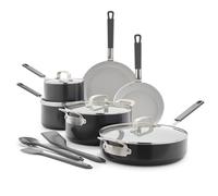 GreenPan x Bobby Flay 13 Piece Nonstick Cookware Pots and Pans Set, PFAS-Free Diamond Ceramic, Induction Suitable, Easy Clean Dishwasher & Oven Safe, Stay-Cool Silicone Handles, Glass Lids, Graphite