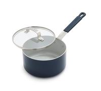 GreenPan x Bobby Flay 2.5QT Nonstick Saucepan with Glass Lid, PFAS-Free Diamond Ceramic, Induction Suitable, Stay-Cool Silicone Handle, Easy Clean Dishwasher & Oven Safe, Chef Pan, Oxford Blue