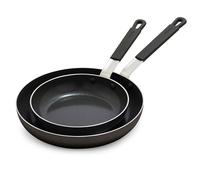 GreenPan x Bobby Flay 8” and 10” Frying Pan Skillet Set, PFAS & PFOA-Free Ceramic Nonstick, Induction Suitable, Stay-Cool Silicone Grip Handle, Dishwasher & Oven Safe, Black