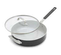 GreenPan x Bobby Flay 4.5QT Nonstick Saute Pan with Glass Lid, PFAS-Free Diamond Ceramic, Induction Suitable, Stay-Cool Silicone Handle, Easy Clean Dishwasher & Oven Safe, Graphite
