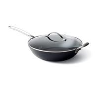 GreenPan x Food 52 Five Two Essentials: Carbon Steel 12"""" Wok with Foldable Rack PFAS-Free Multi Clad Induction Dishwasher Safe Oven Safe B