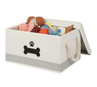 GreenPetopia Dog Toy Basket with Lid and Cotton Rope Handles Collapsible Storage Container for Dog Toys