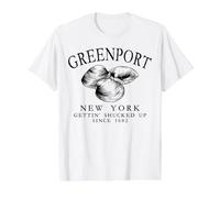 Greenport LI Clams Gettin' Shucked Up Since 1682 Black Value Graphic T-Shirt, Men, White, S