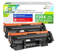 GREENPRINT 139X W1390X ( 139A W1390A ) with CHIP Compatible Toner Cartridges 2 Blacks High Yield 4000 Pages for 3002dw 3002fdw 3102fdw 3102fdn, Can't Work with H P + Printer Model End with ''e''