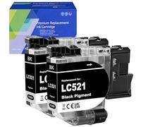 GREENPRINT LC521 LC521BK Compatible Ink Cartridges Standard Capacity 500 Pages for Brother DCP-J1260W DCP-J1310DW DCP-J1313DW DCP-J1360DW DCP-J1460DW Printers (2 Pack)