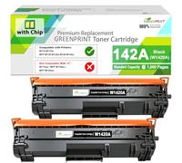 GREENPRINT with Chip 142A W1420A Compatible Toner Cartridges Standard Capacity 1000 Pages 2 Blacks for W1420X M110 M110w MFP M139 M139w M140 M140w, Can't Work with Printer Model End with ''e''