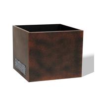 Greens Word Steel Cube Planters - 13"x13"x11" Commercial-Grade Modern Planter Box for Indoor/Outdoor Gardens, All-Weather Metal Pots for Patio, Deck or Yard Trees/Flowers (Brown)
