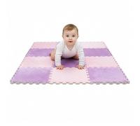 GREENSAPPIRE 12-Pack 30×30×1cm Plush EVA Foam Floor Tiles - Soft Interlocking Puzzle Mats with Edge Pieces for Kids’ Playrooms, Yoga & Home Fitness (Purple + Pink 12pcs)
