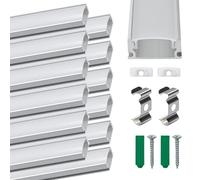 GREENSAPPIRE 12-Pack U-Shape LED Aluminum Profile, 1m/3.3ft LED Channel with Milky White Diffuser Cover - LEDs Strip Light Housing Kit with End Caps & Mounting Clips (12PCS)