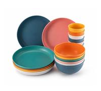 GREENSAPPIRE 18Pcs Plates and Bowls Set Camping Plates Unbreakable Dinner Set for 6 - Platess and Bowls Set for Home Picnic Lightweight Microwave Dishwasher (Colorful)