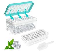 GREENSAPPIRE 2-Tier Ice Cube Tray with Lid & Scoop - Press-to-Form Ice Cubes,for Cocktails, and Beverages, Beverage Cooling, Modern Kitchenware Durable Plastic Tray, Ice Trays for Freezer,Blue