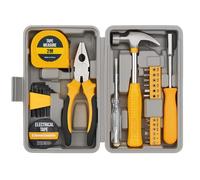 GREENSAPPIRE 24pc Tool Kit for Women Compact Household DIY Tool Set with Mini Hammer, Pliers, Screwdrivers, Hex Keys & Tape Measure in Portable Case Perfect Gift for Home Repairs & Crafts (Yellow)