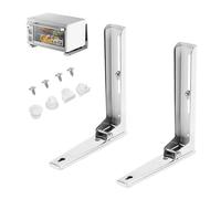 GREENSAPPIRE 2X Heavy-Duty Wall-Mounted Microwave Brackets Foldable, Adjustable Stainless Steel Shelf for All Microwave Ovens | Space-Saving, 50kg Load Capacity | Ventilated Design (Silver)