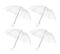 GREENSAPPIRE 4 Pack Umbrella Clear Dome See Through Umbrella,Transparent Walking Brolly,White Handle Ladies Mens Unisex Party Parasol Rain Bridesmaid Bridal