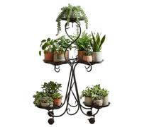 GREENSAPPIRE 4 Tier Plant Stand Indoor,42x22x90cm Space for 5 Flower Pots Metal Flower Rack , Mobile Plant Shelf for Multiple Pots, Corner Plant Rack for Living Room, Balcony, Patio (Heart Black)