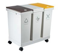 GREENSAPPIRE 60L Set of 3 Waste Utility Plastic Bins - Dual Compartment Kitchen Rubbish & Recycling Bin