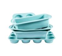 GREENSAPPIRE 7in1 Silicone Baking Set 5 Silicone Molds 2 Silicones Brush Nonstick Baking Cake Pan Tray Sheet Mould Set for Oven for Pancake Crepe Cupcake Bread Loaf Muffin Scones Utensil