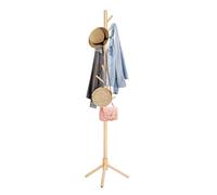 GREENSAPPIRE BALLSHOP Coat Rack 172 cm Solid Wood Coat Stand, Free Standing Hall Coat Tree 3 Height Options with 8 Hooks for Coats, Hats, Bags, Purses, for Entryway, Hallway, Wood Hooks and Pole