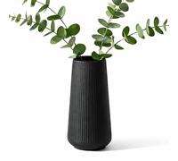 GREENSAPPIRE Black circular Ceramic Vase 19.5CM 7.7"" Flower Vase Ceramic Vases for Flowers and Pampas Grass Small Ribbed Vase in Modern Nordic Rustic Sty